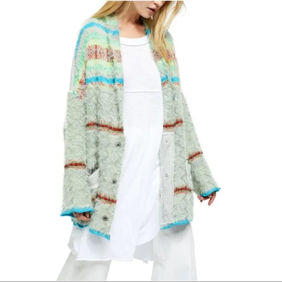 Free People Sweaters - FREE PEOPLE Fair Weather Cardigan Mint Haze Combo